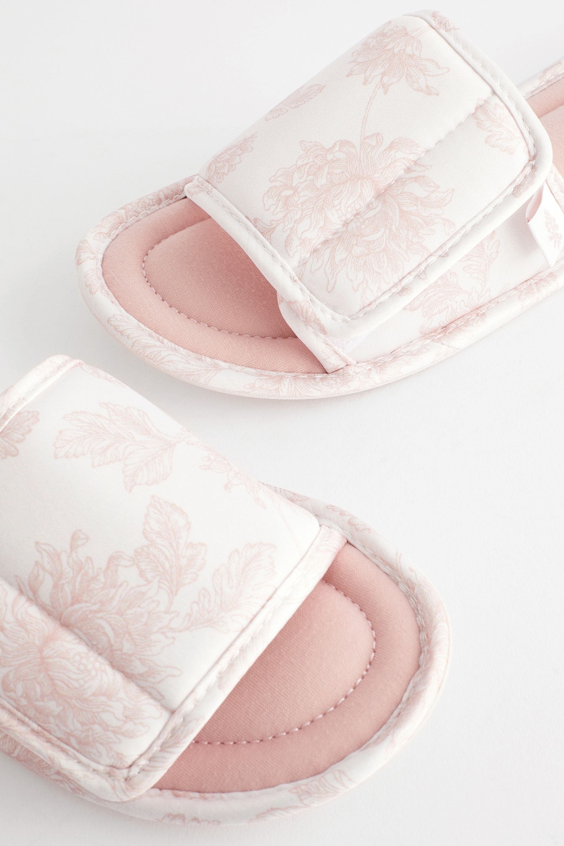 Buy Laura Ashley Cream Stratton Floral Print Velcro Open Mule Slippers from Next Germany