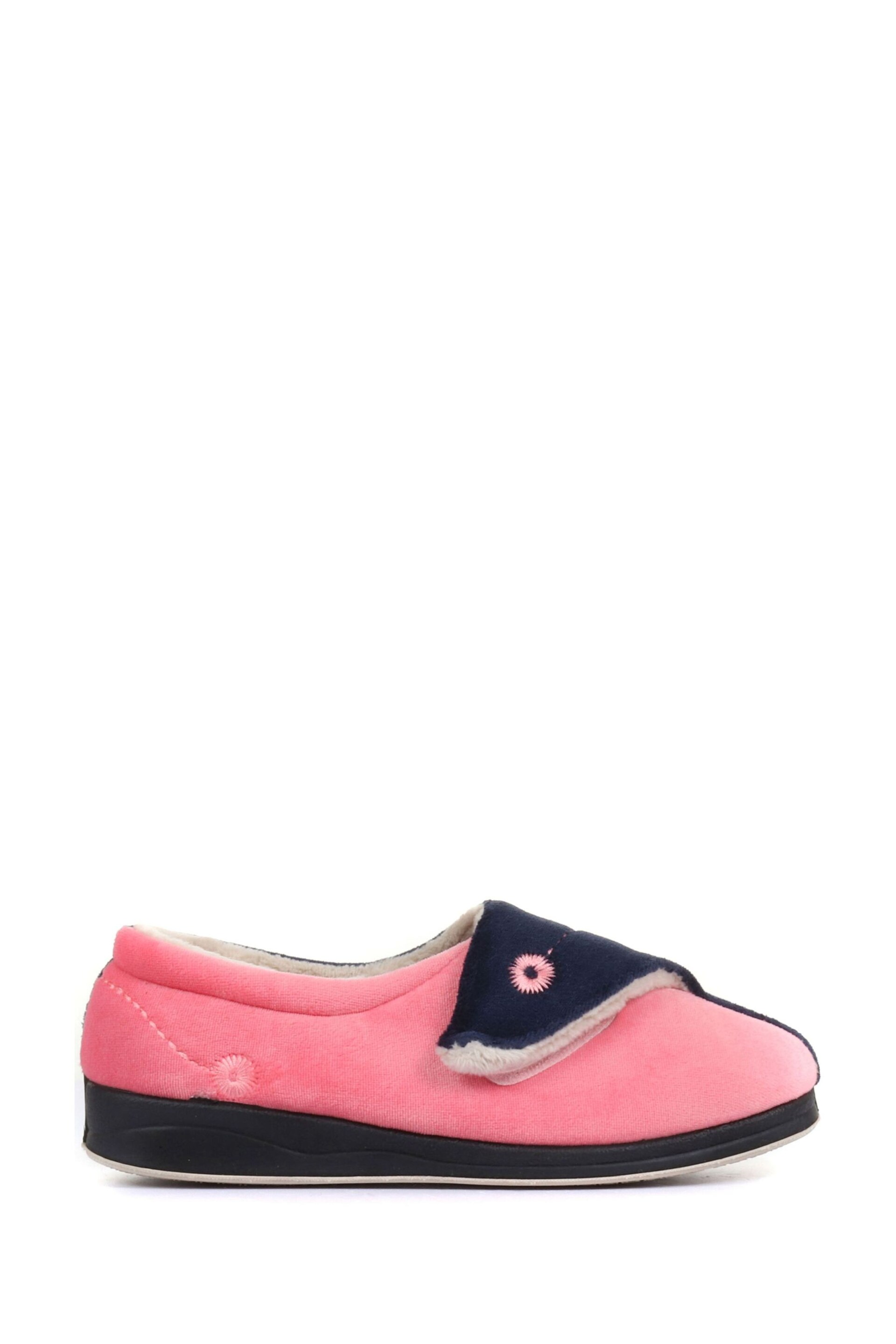 Pavers Pink Ladies Touch Fasten Full Slippers With Permalose Sole - Image 1 of 5