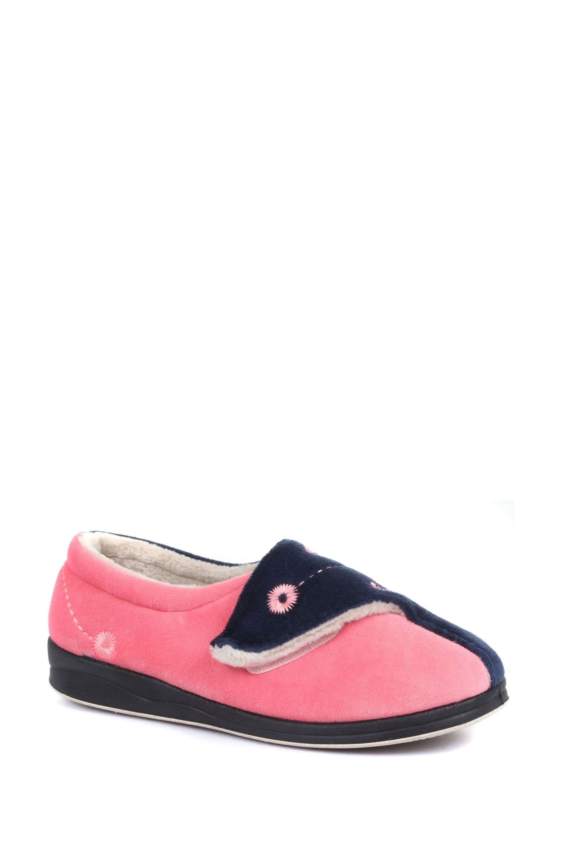 Pavers Pink Ladies Touch Fasten Full Slippers With Permalose Sole - Image 2 of 5