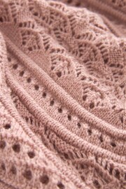 Blush Pink Crochet Crew Neck Long Sleeve Jumper - Image 6 of 6