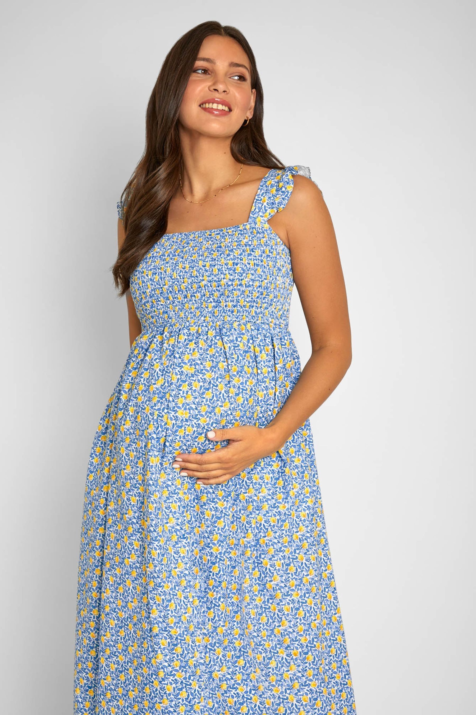 Lemon print maternity dress shop