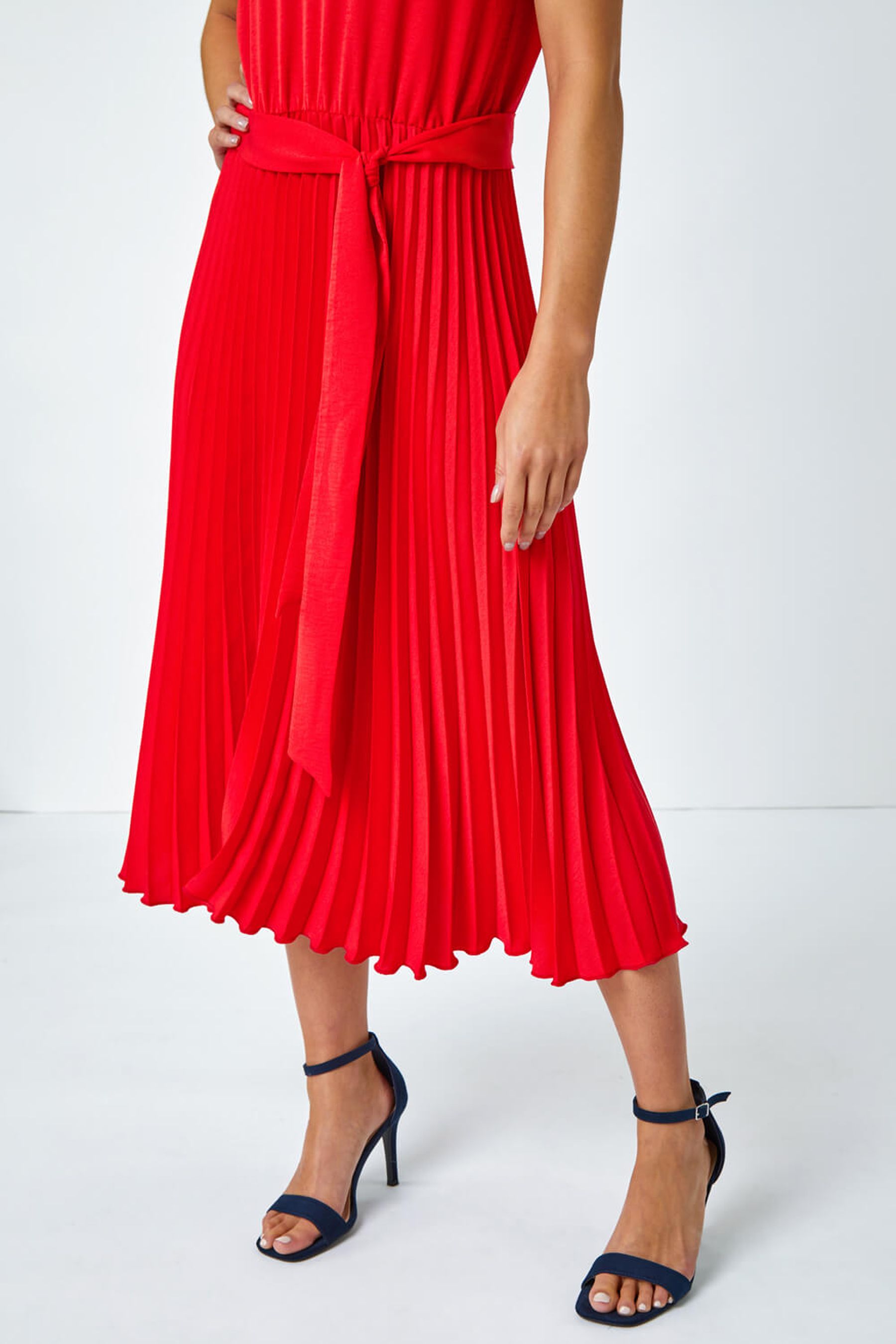 Buy Roman Red Plain Pleated Skirt Midi Dress from the Next UK online shop