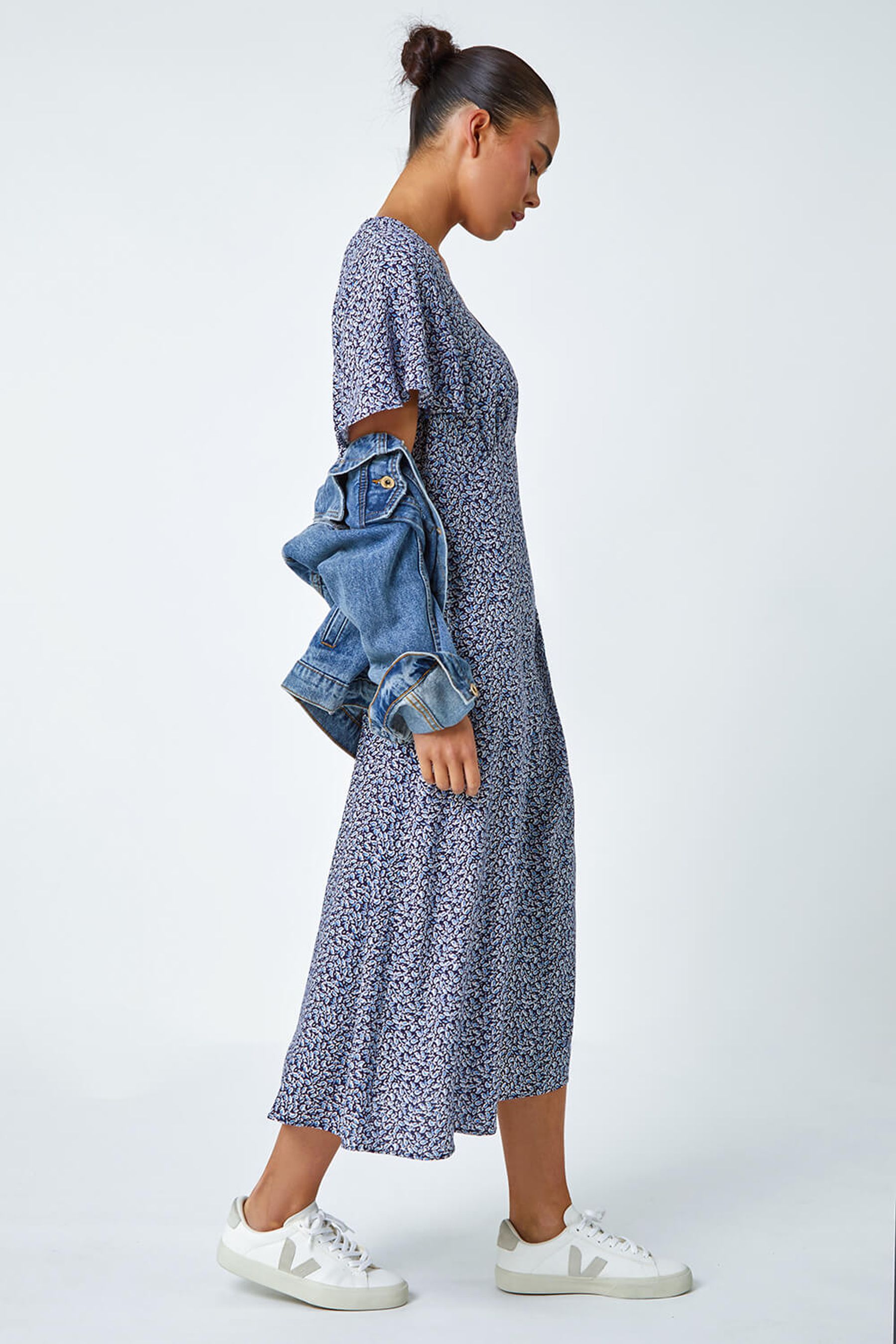 Buy Roman Blue Petite Ditsy Paisley Midi Dress from the Next UK online shop