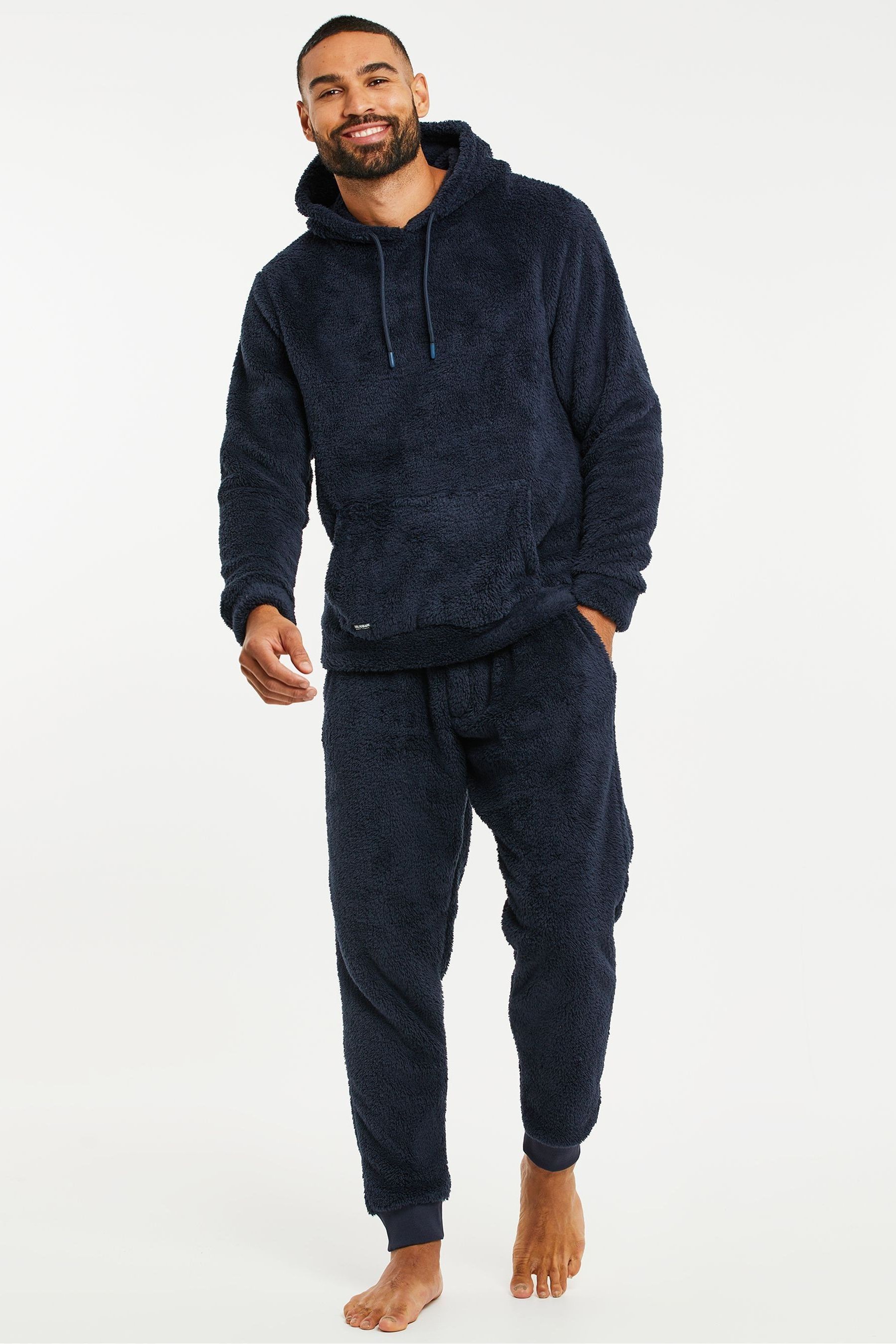 Buy Threadbare Blue Borg Hooded Loungewear Set from the Next UK online shop
