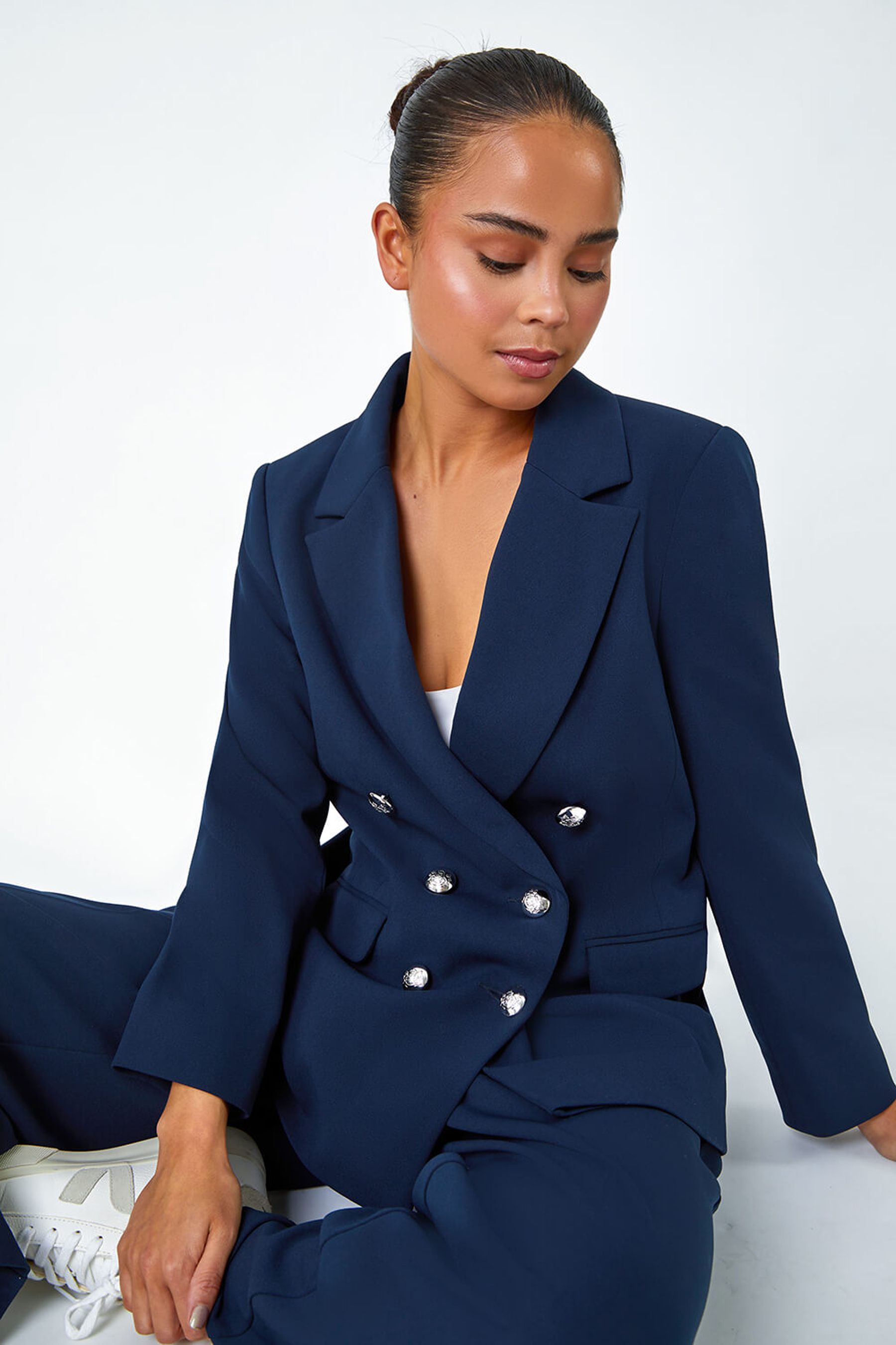 Blue petite blazer sales