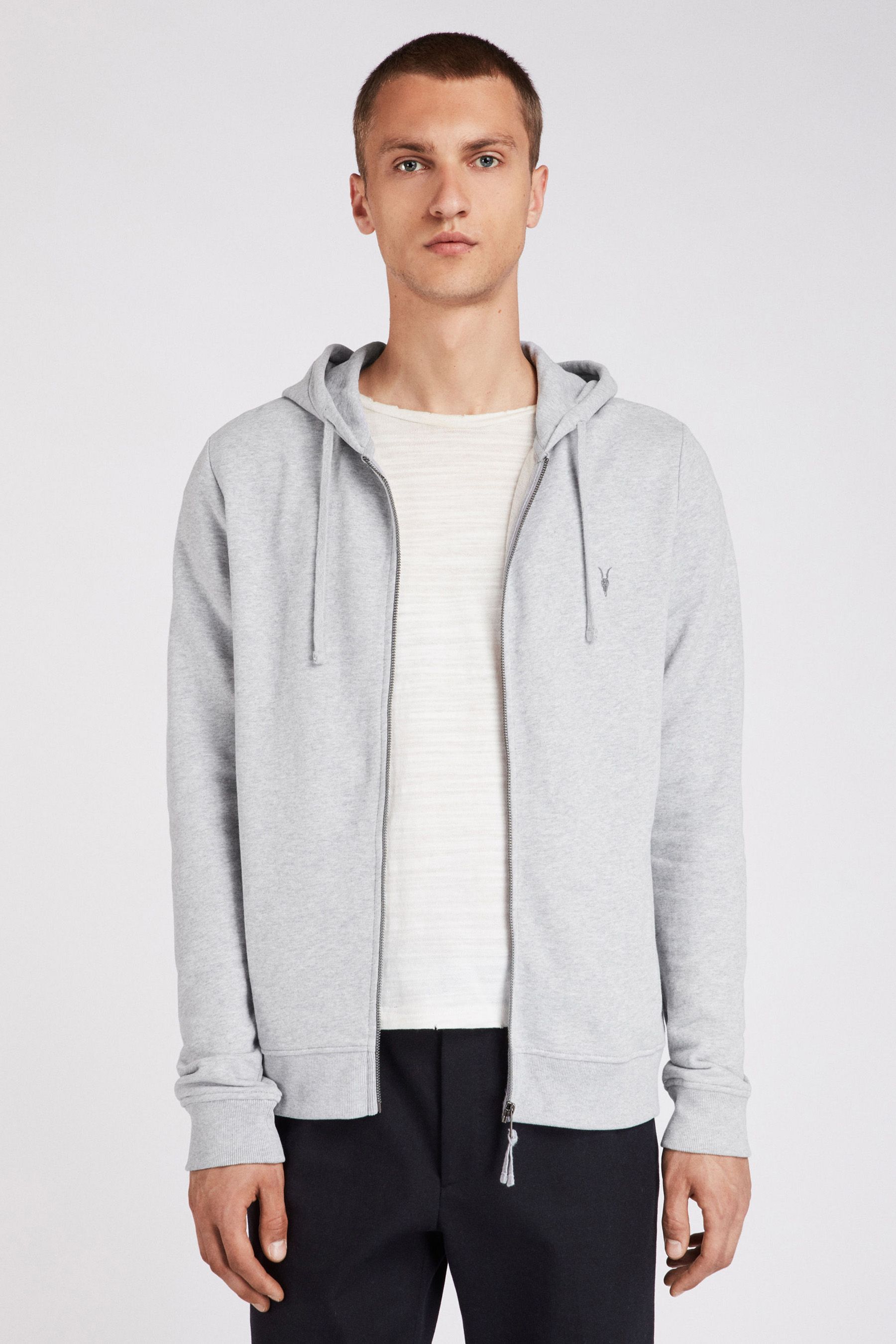 Buy AllSaints Grey 100 Cotton Raven Hoodie from Next Germany