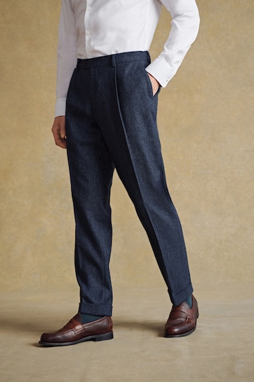 Barbour® Blue Donegal Suit Trousers