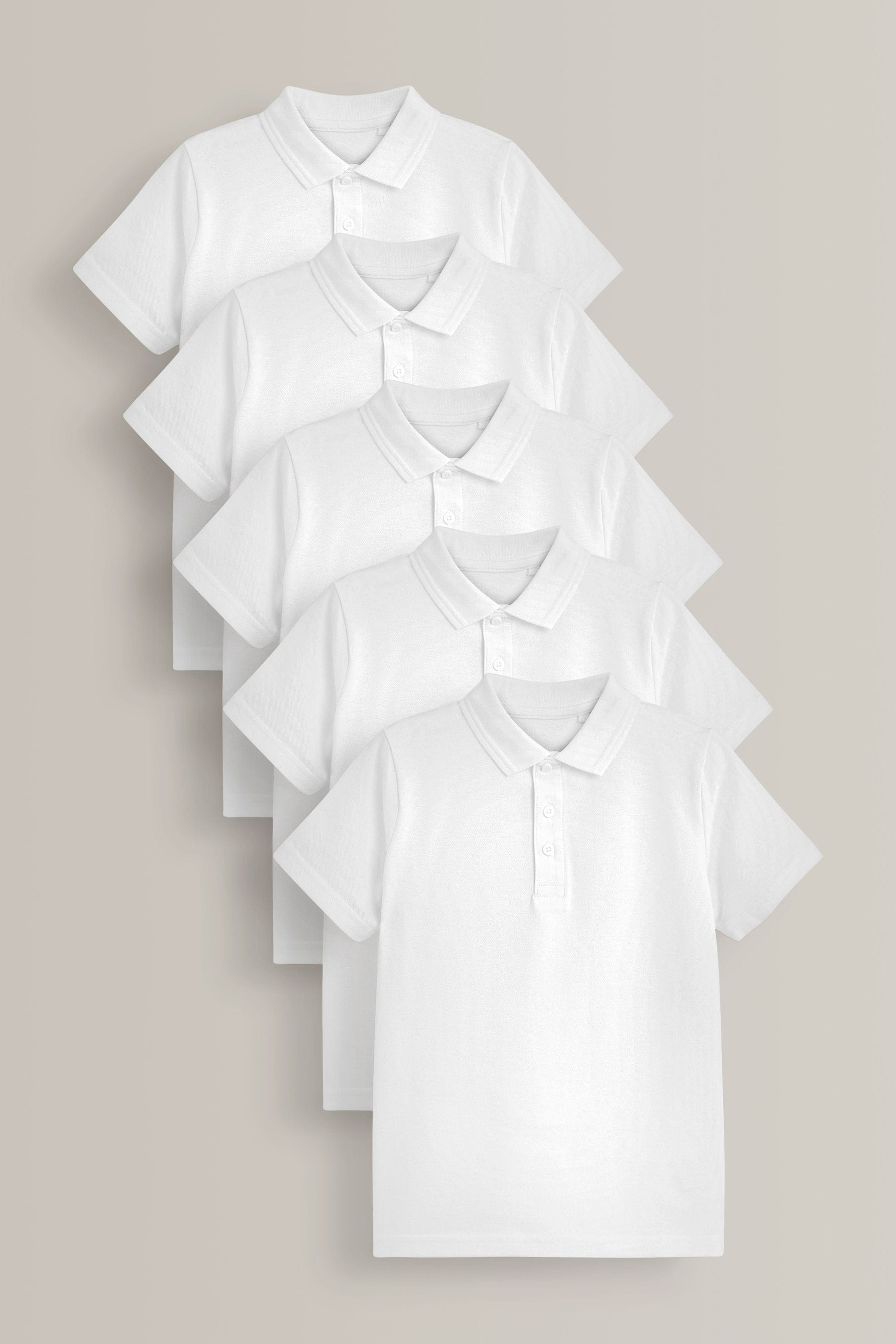 Buy White 5 Pack Cotton School Short Sleeve 100 Cotton Polo Shirts 3 16yrs from Next USA