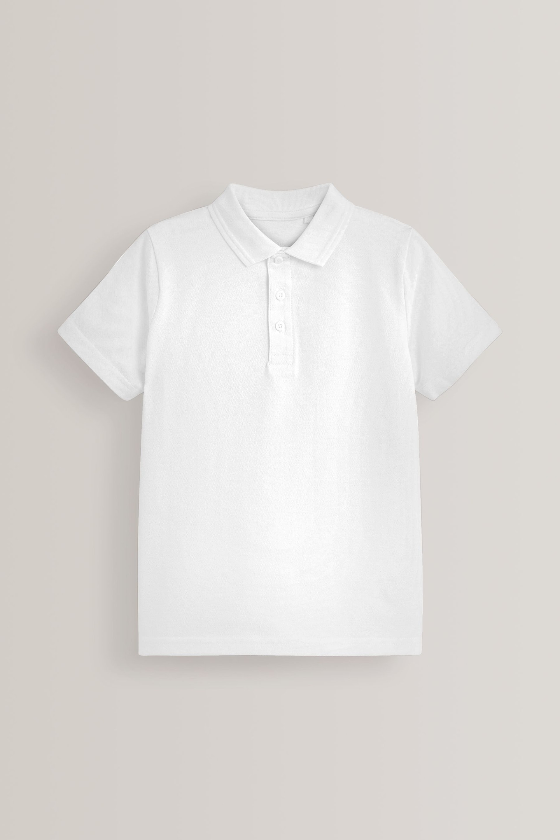 White 5 Pack Cotton School Polo Shirts (3-16yrs) - Image 2 of 5