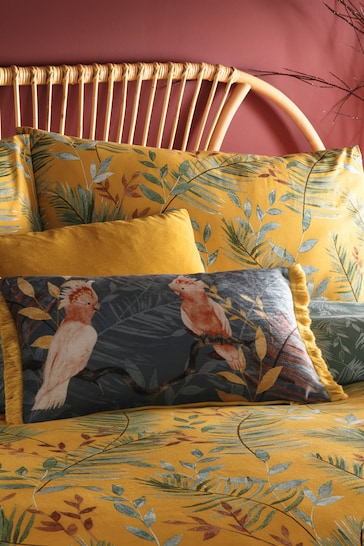 furn. Mustard Yellow Mazari Exotic Jungle Reversible Duvet Cover And Pillowcase Set