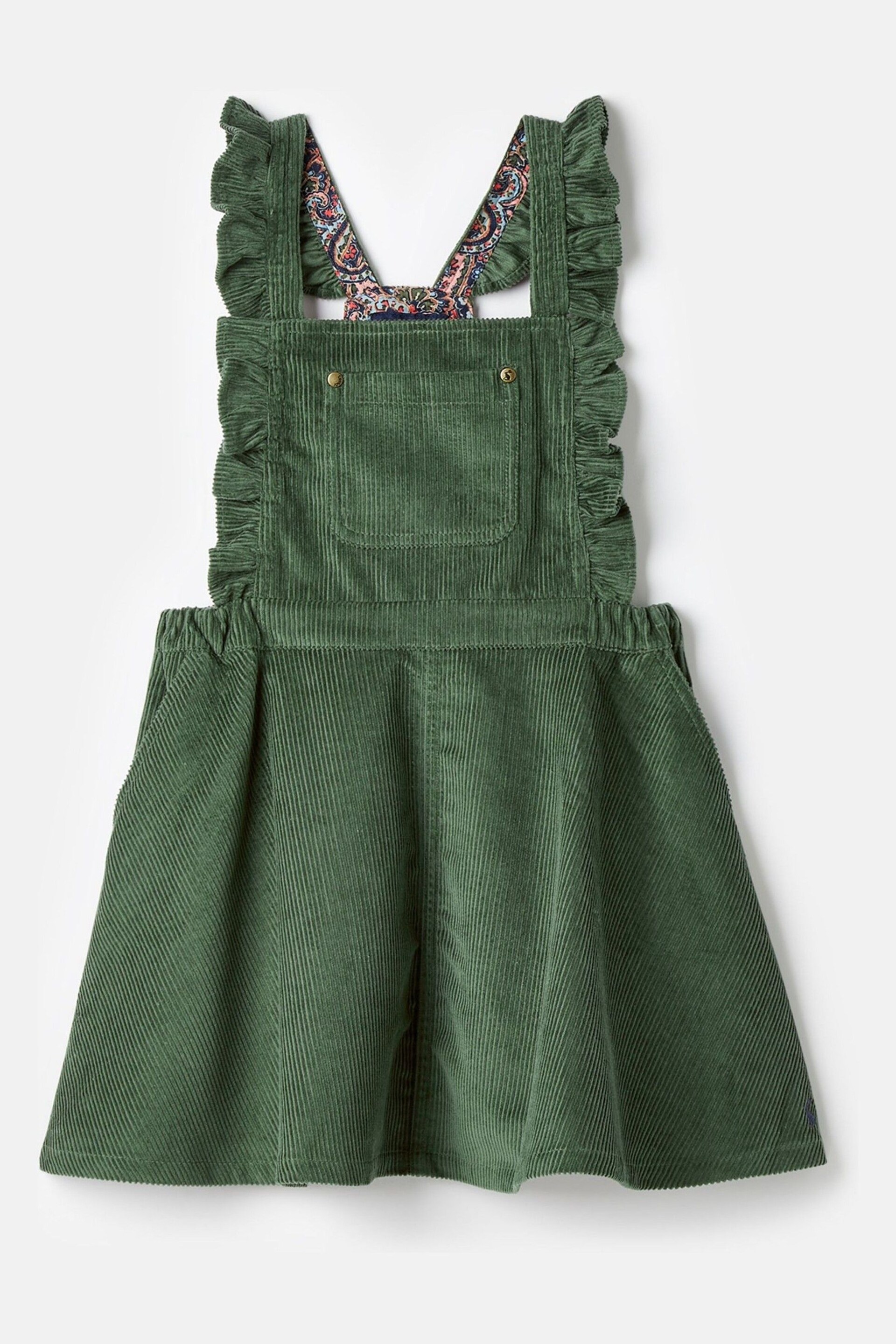 Joules Adaline Green Corduroy Pinafore Dress - Image 1 of 5