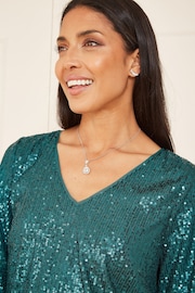 Yumi Green Sequin Top With Fluted Sleeve - Image 4 of 5