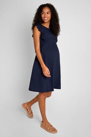 JoJo Maman Bébé Navy Jersey Broderie Anglaise Maternity Dress - Image 1 of 3