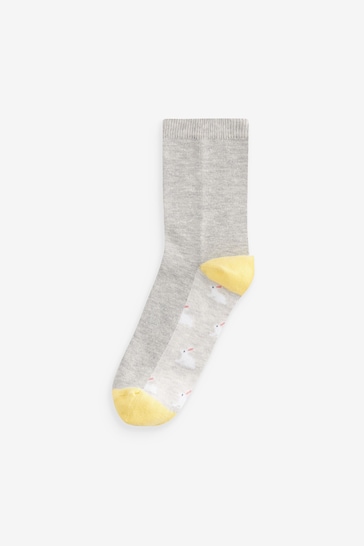 Grey Footbed Spring Animal Print Ankle Socks 5 Pack