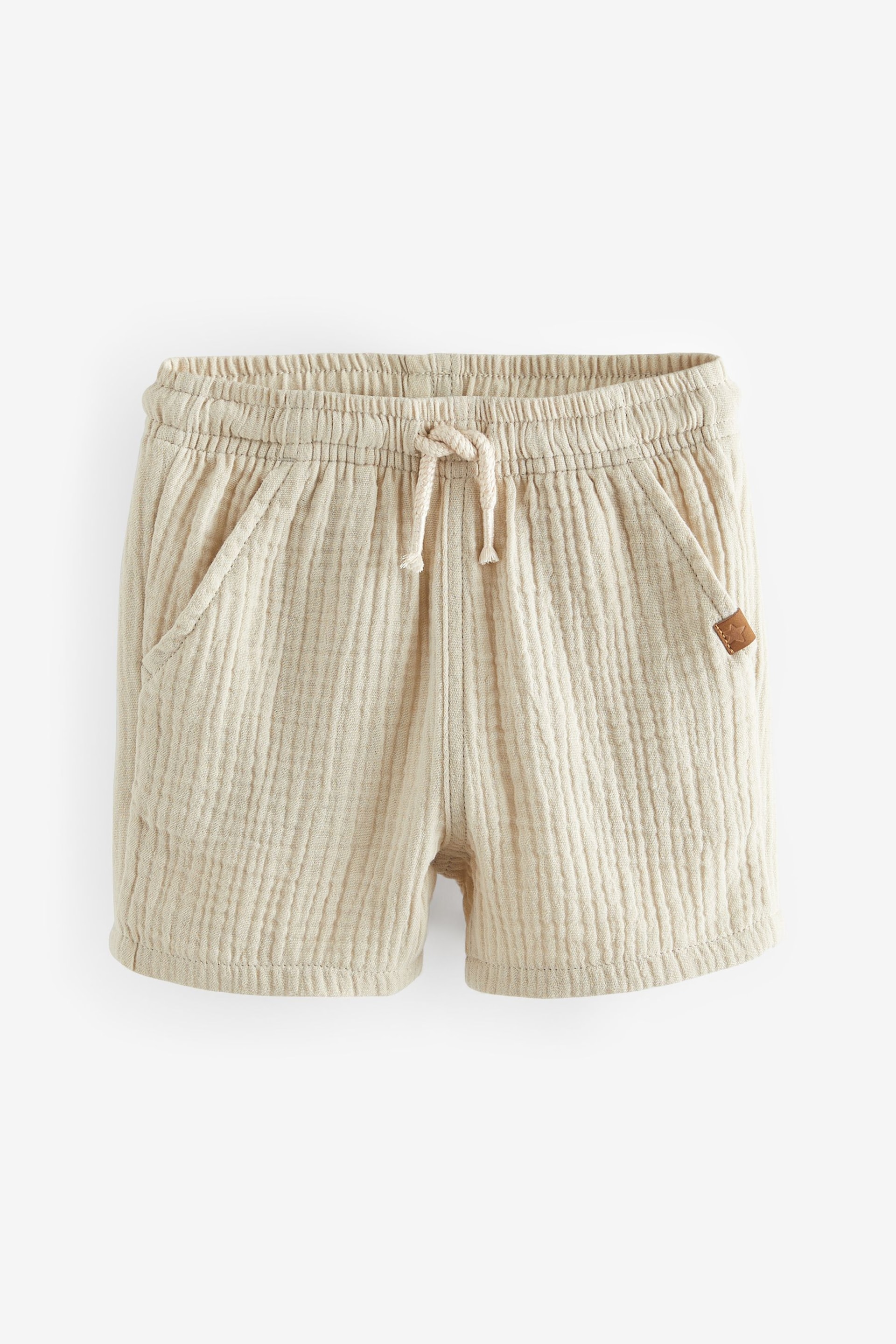 Ecru Cream Soft Textured Cotton Shorts (3mths-7yrs) - Image 3 of 5
