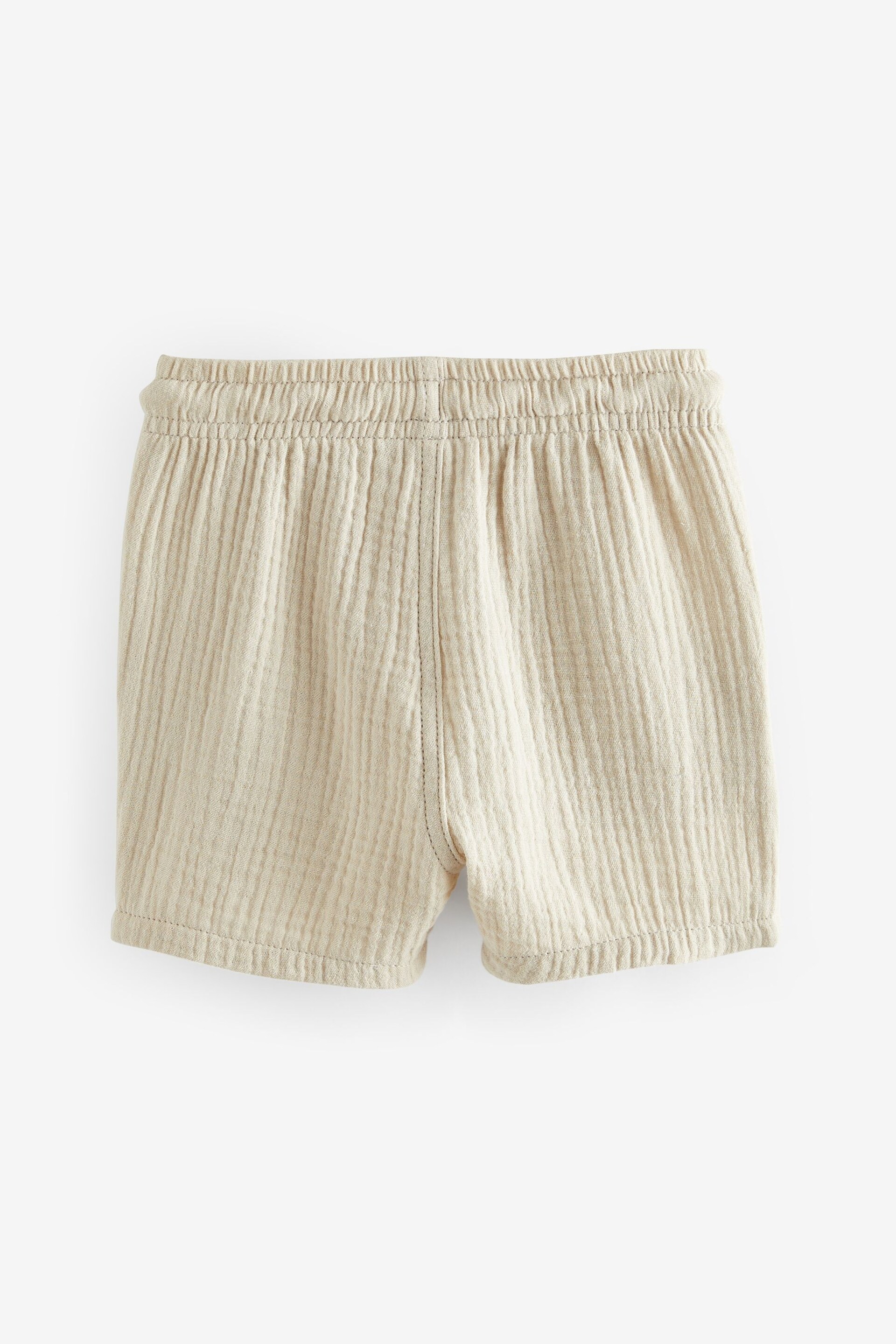 Ecru Cream Soft Textured Cotton Shorts (3mths-7yrs) - Image 4 of 5
