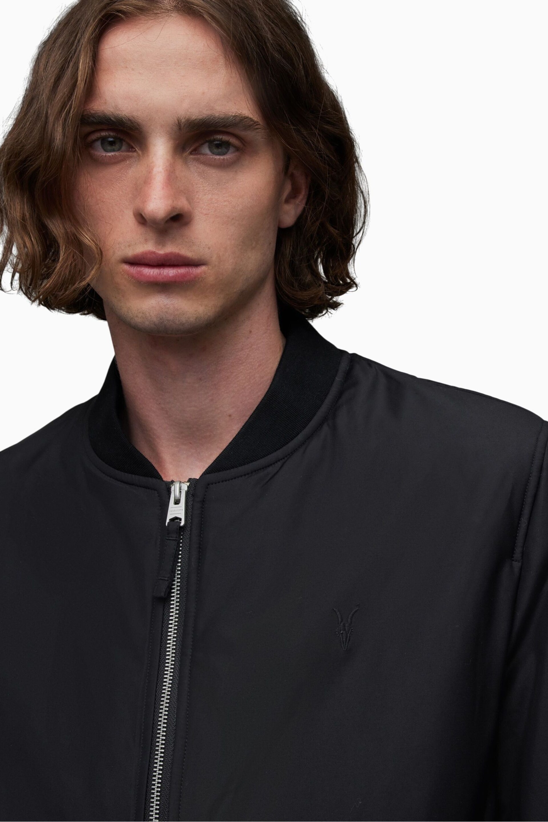 AllSaints Black Withrow Bomber Jacket - Image 5 of 7