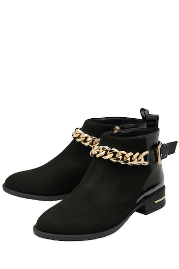 Lotus Black Zip-Up Ankle Boots