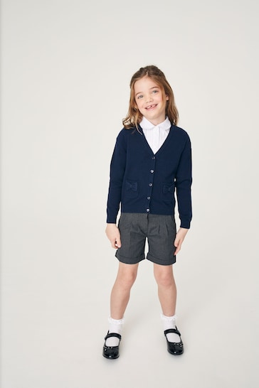 Navy Blue Cotton Rich Bow Pocket School Cardigan (3-16yrs)