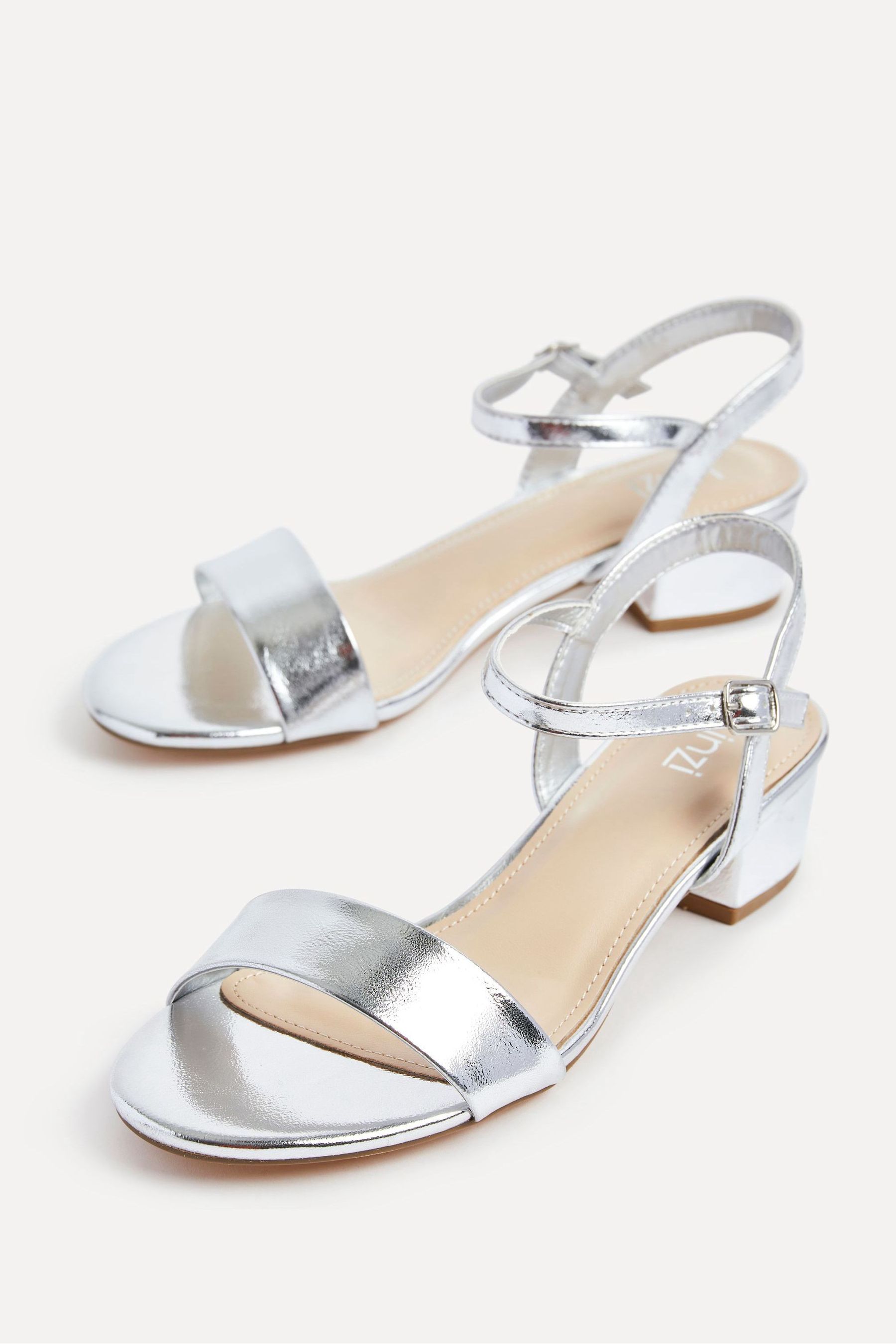 Comfortable silver sandals low heel hotsell