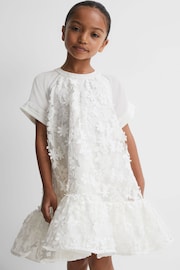 Reiss Ivory Theo Junior Embellished Flared Dress - Image 1 of 7