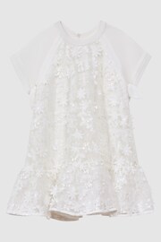 Reiss Ivory Theo Junior Embellished Flared Dress - Image 2 of 7