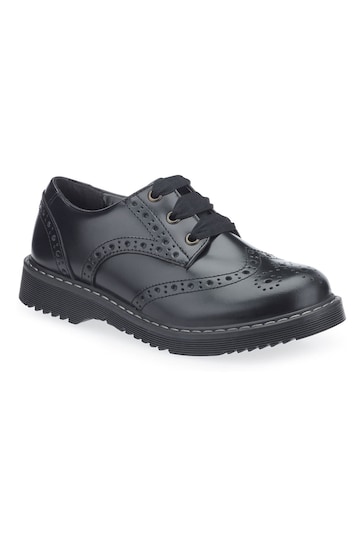 Start-Rite Impulsive Black Leather Brogue School Wide Fit Shoes