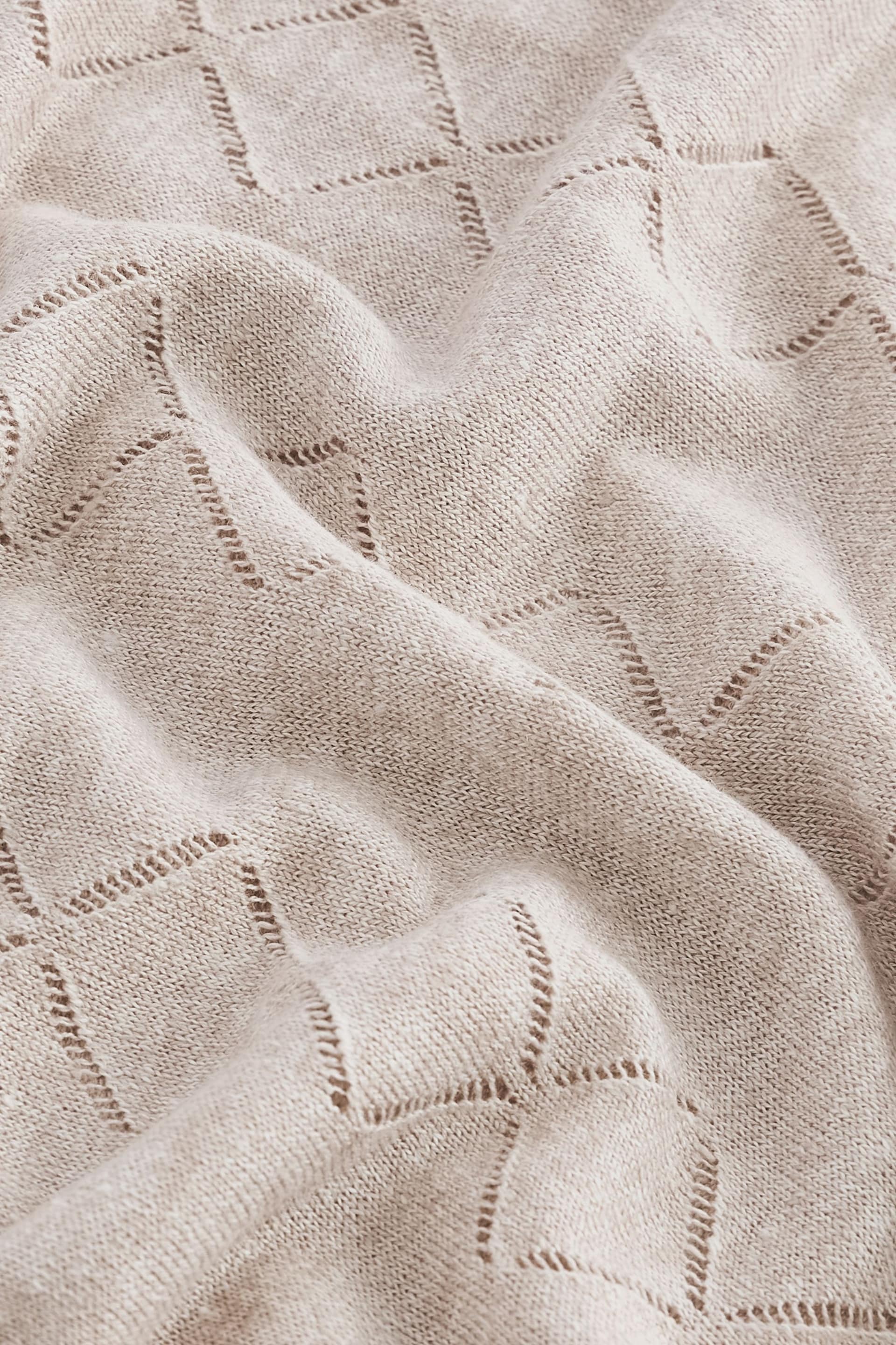 Neutral Pointelle Regular Linen Knitted Polo Shirt - Image 7 of 7