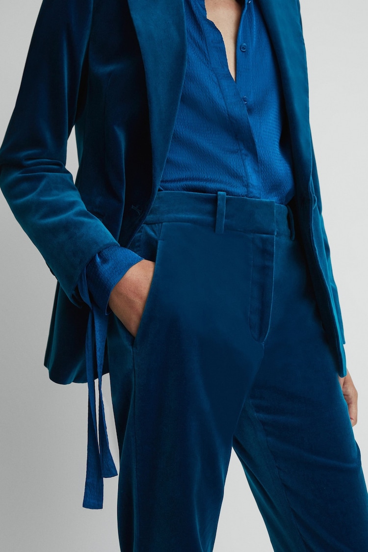 Reiss Blue Ivy Velvet Flared Suit Trousers - Image 1 of 6