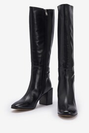 Barbour® Black Saskia Leather Block Heel Tall Boots - Image 3 of 5