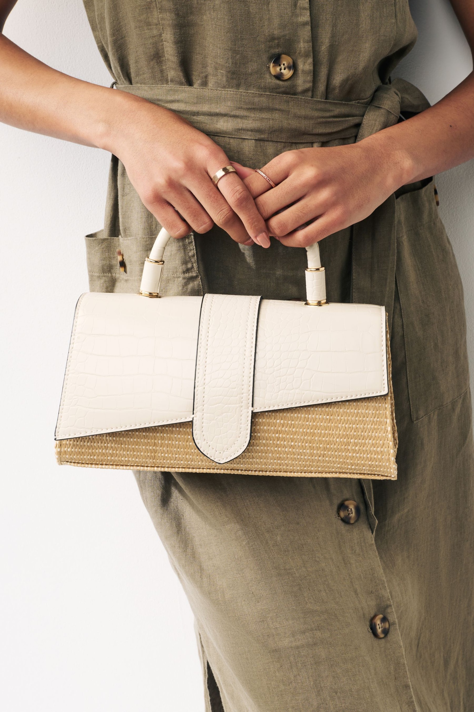 Bone Raffia Cross-Body Bag - Image 1 of 8