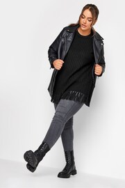 Yours Curve Black Fringed Jumper - Image 3 of 4