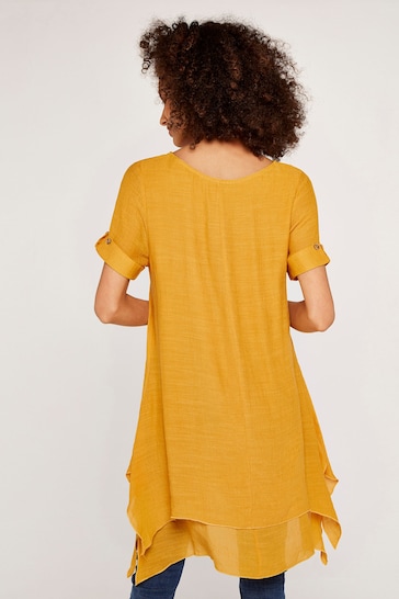 Apricot Yellow Turn Up T-Shirt Slub Shimmer Tunic
