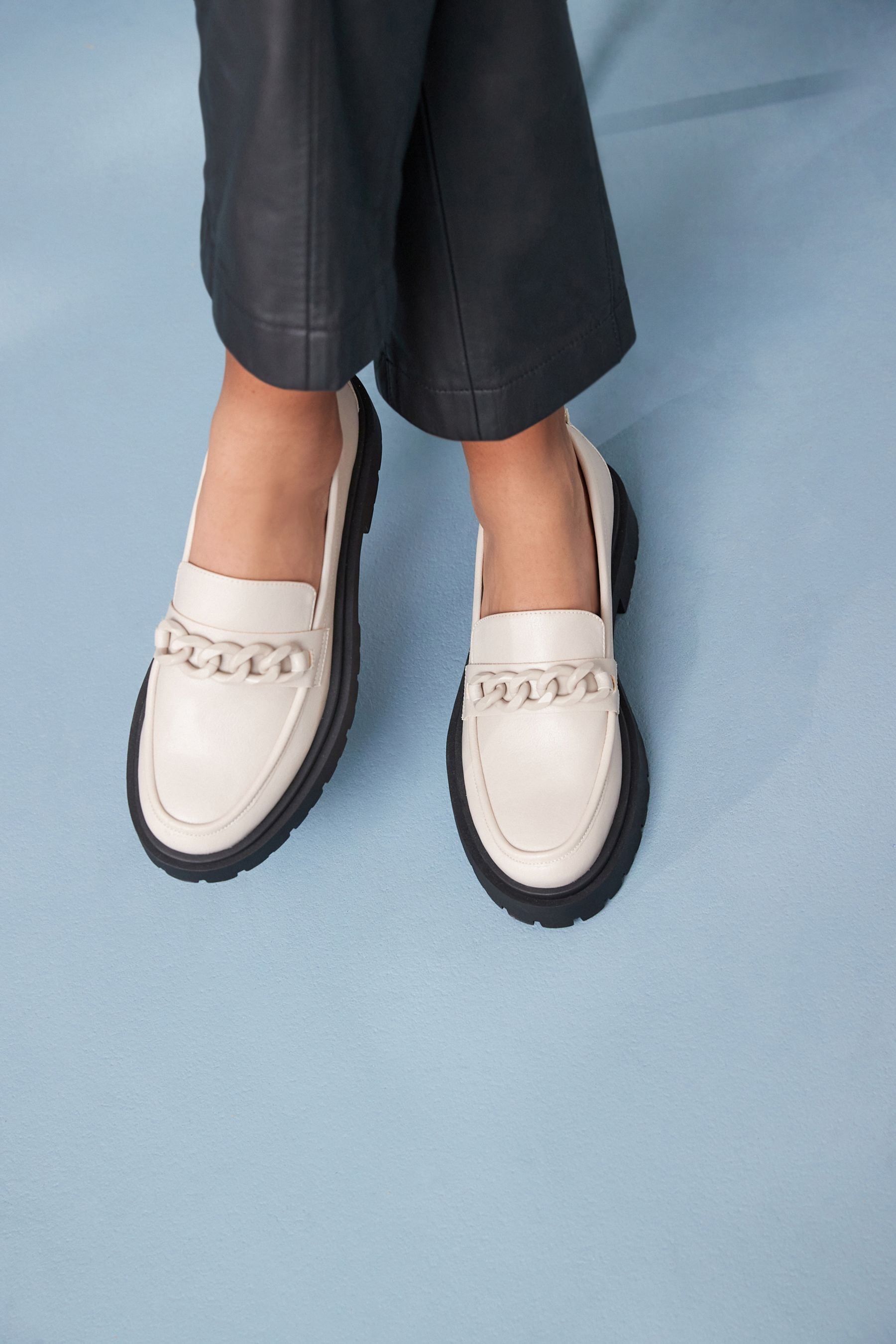 White chunky hot sale loafers