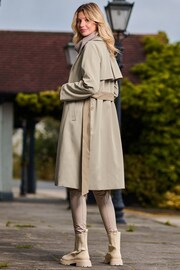 Jolie Moi Cream Two Tone Contrast Trench Coat - Image 2 of 4