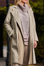 Jolie Moi Cream Two Tone Contrast Trench Coat - Image 4 of 4