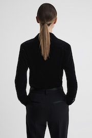 Reiss Black Carly Velvet Button-Through Shirt - Image 5 of 5