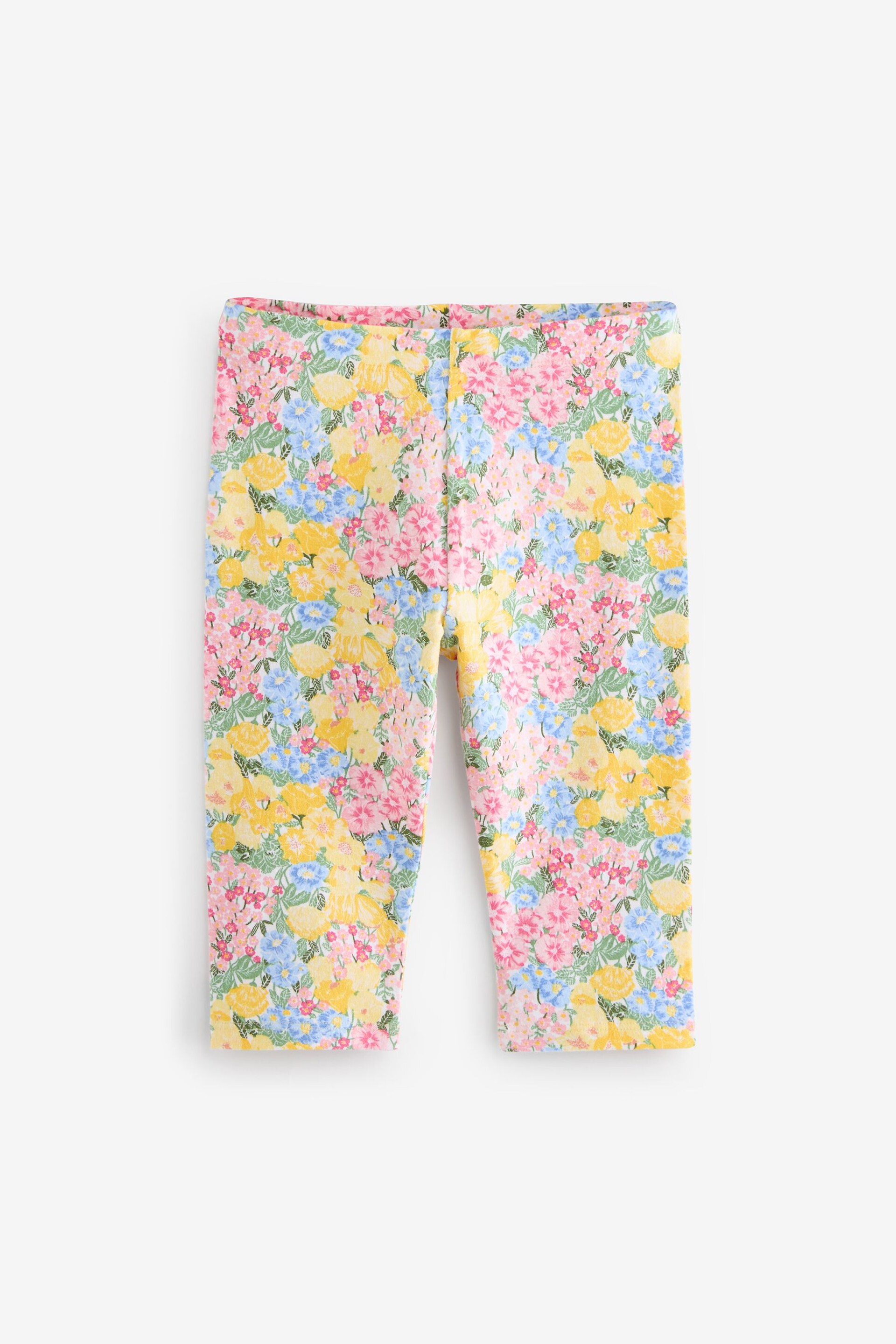 Pink/ Yellow Floral Print Cropped Leggings (3-16yrs) - Image 6 of 8
