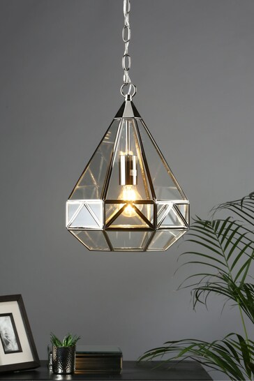 Laura Ashley Chrome Zaria Lantern Pendant Ceiling Light