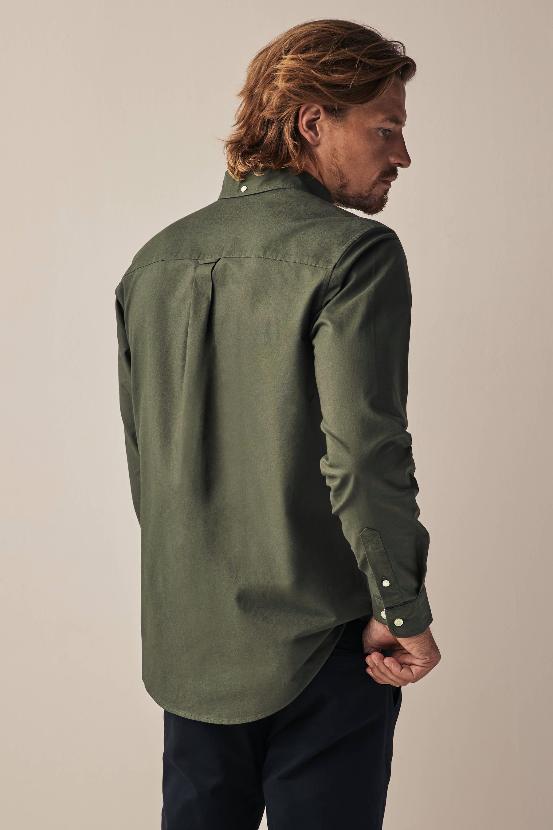 Buy Dark Green Regular Fit Long Sleeve Oxford Shirt from the Next UK online shop