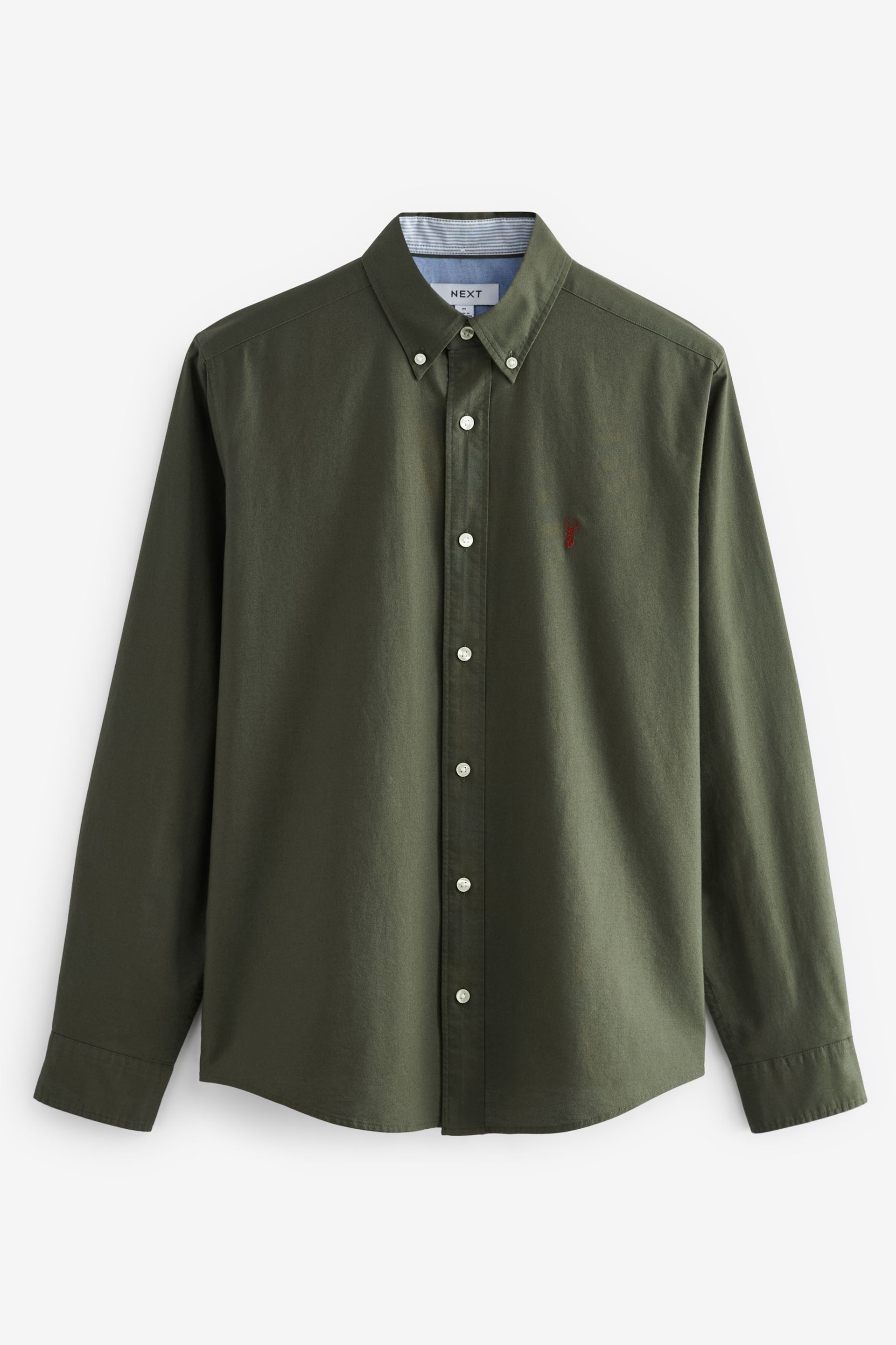 Dark Green Regular Fit Long Sleeve Oxford Shirt - Image 4 of 6