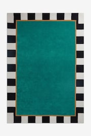 Teal Paloma Stripe Border Rug - Image 5 of 8