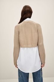 Neutral Cropped Jumper Layer Shirt - Image 4 of 7