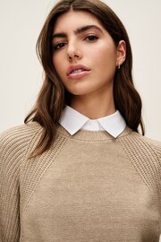 Neutral Cropped Jumper Layer Shirt - Image 5 of 7