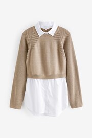 Neutral Cropped Jumper Layer Shirt - Image 6 of 7