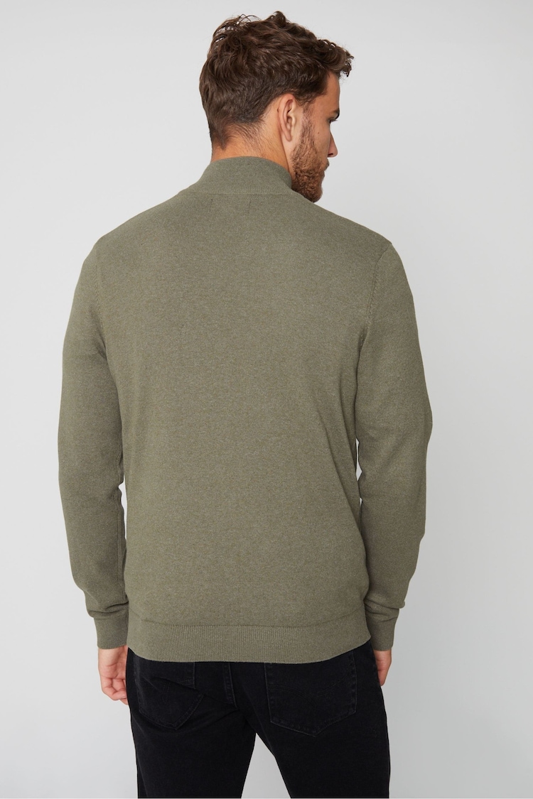 Threadbare Grey Rib Detail Knitted 1/4 Zip Jumper - Image 2 of 4