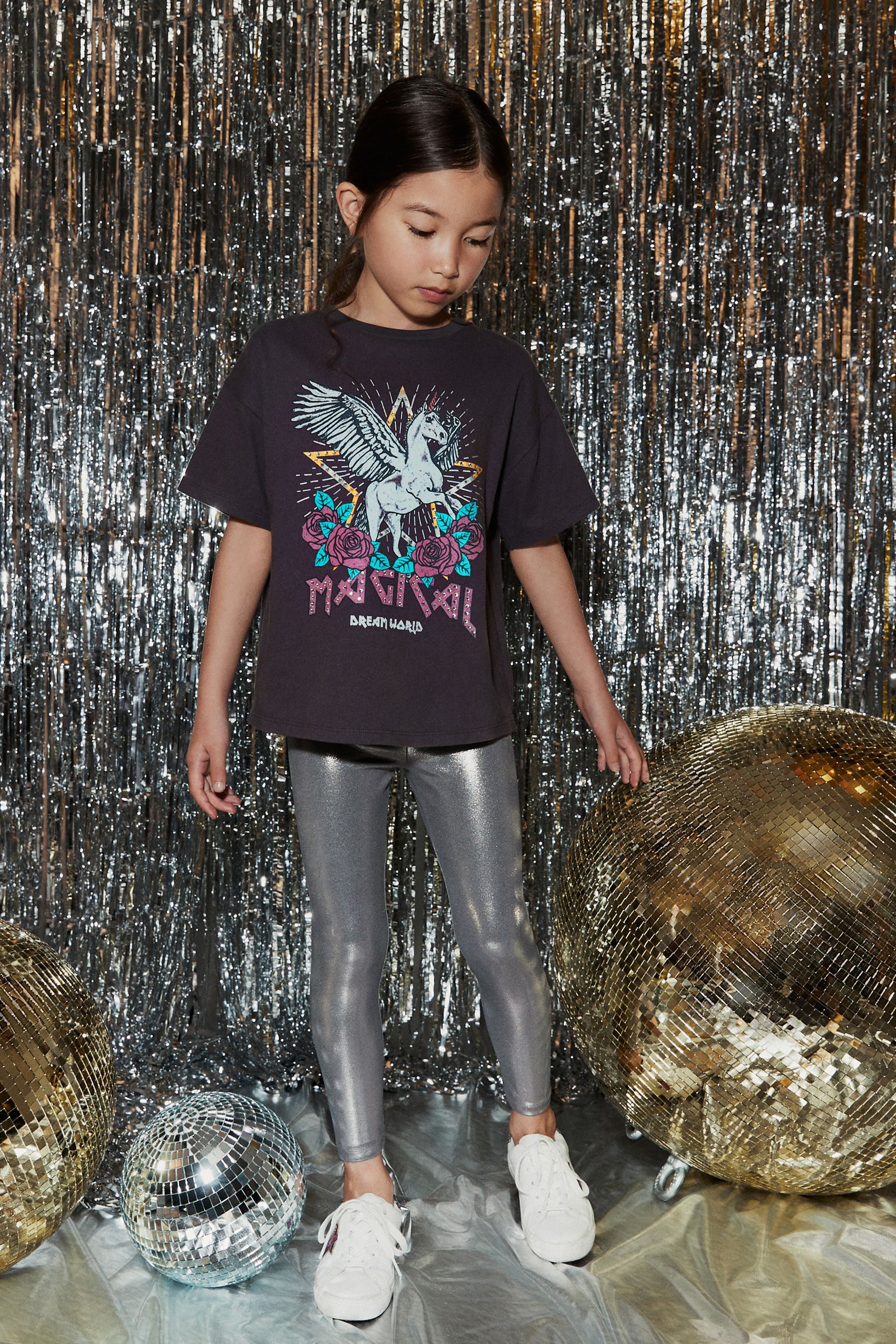 Buy Silver Metallic High Shine Shiny Coated Leggings 3 16yrs from Next Luxembourg