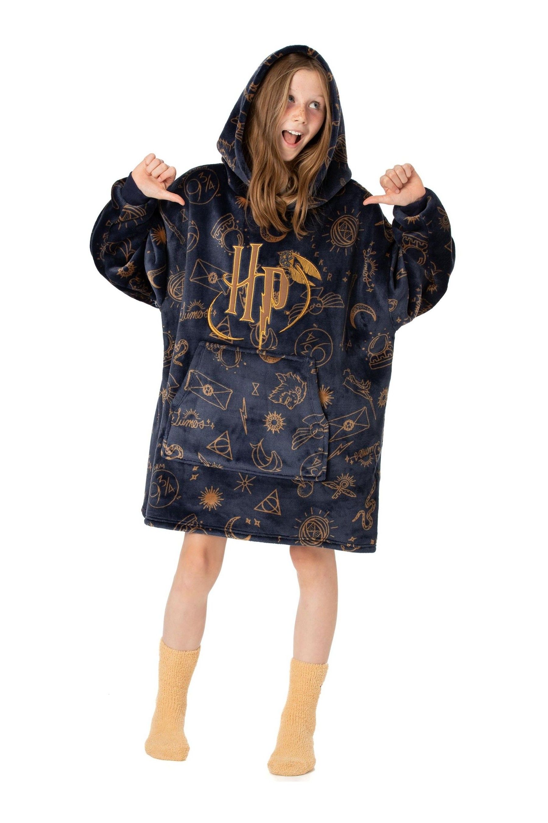 Buy Vanilla Underground Blue Harry Potter Kids Blanket Hoodie from Next Luxembourg