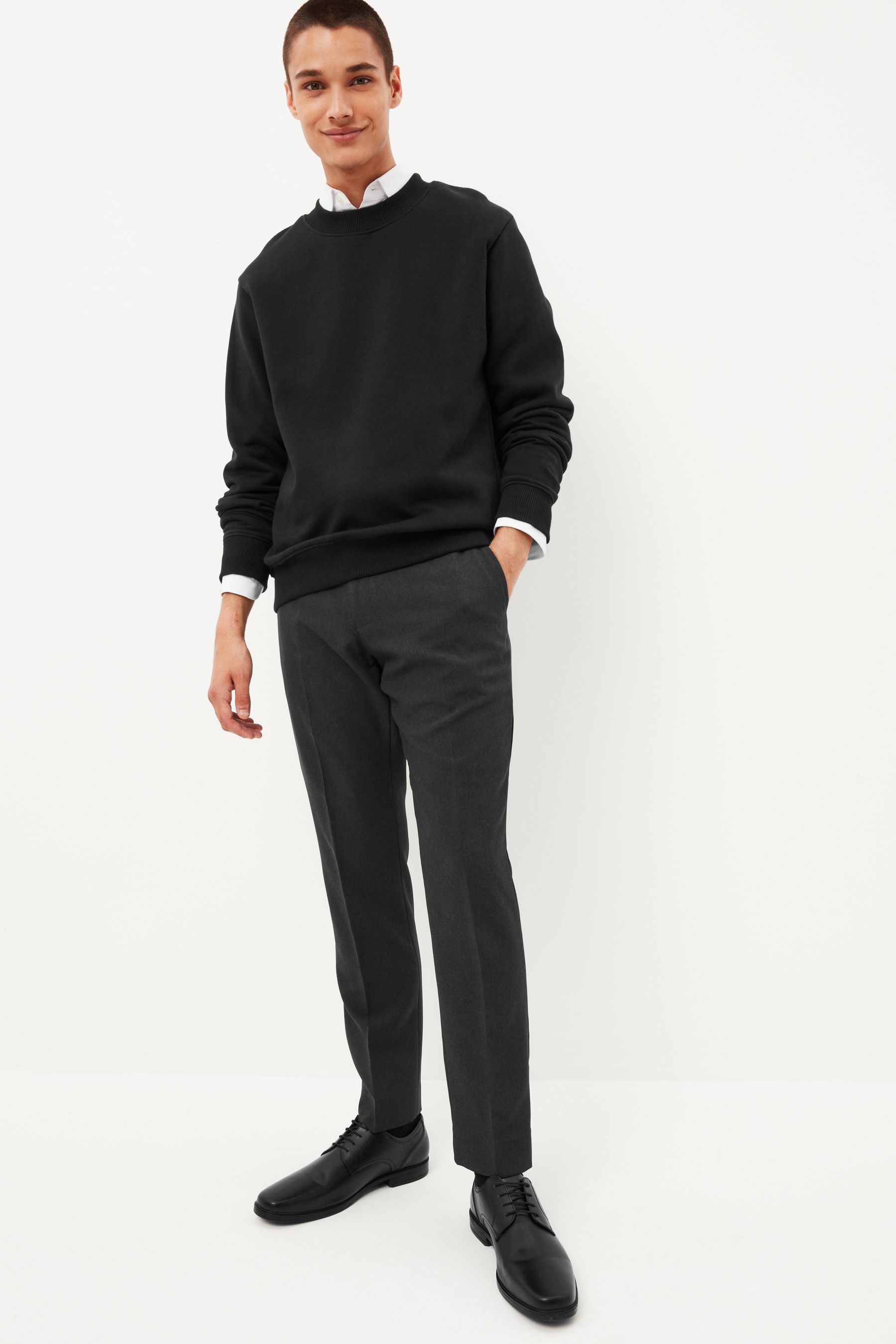 Grey trousers sales black jumper