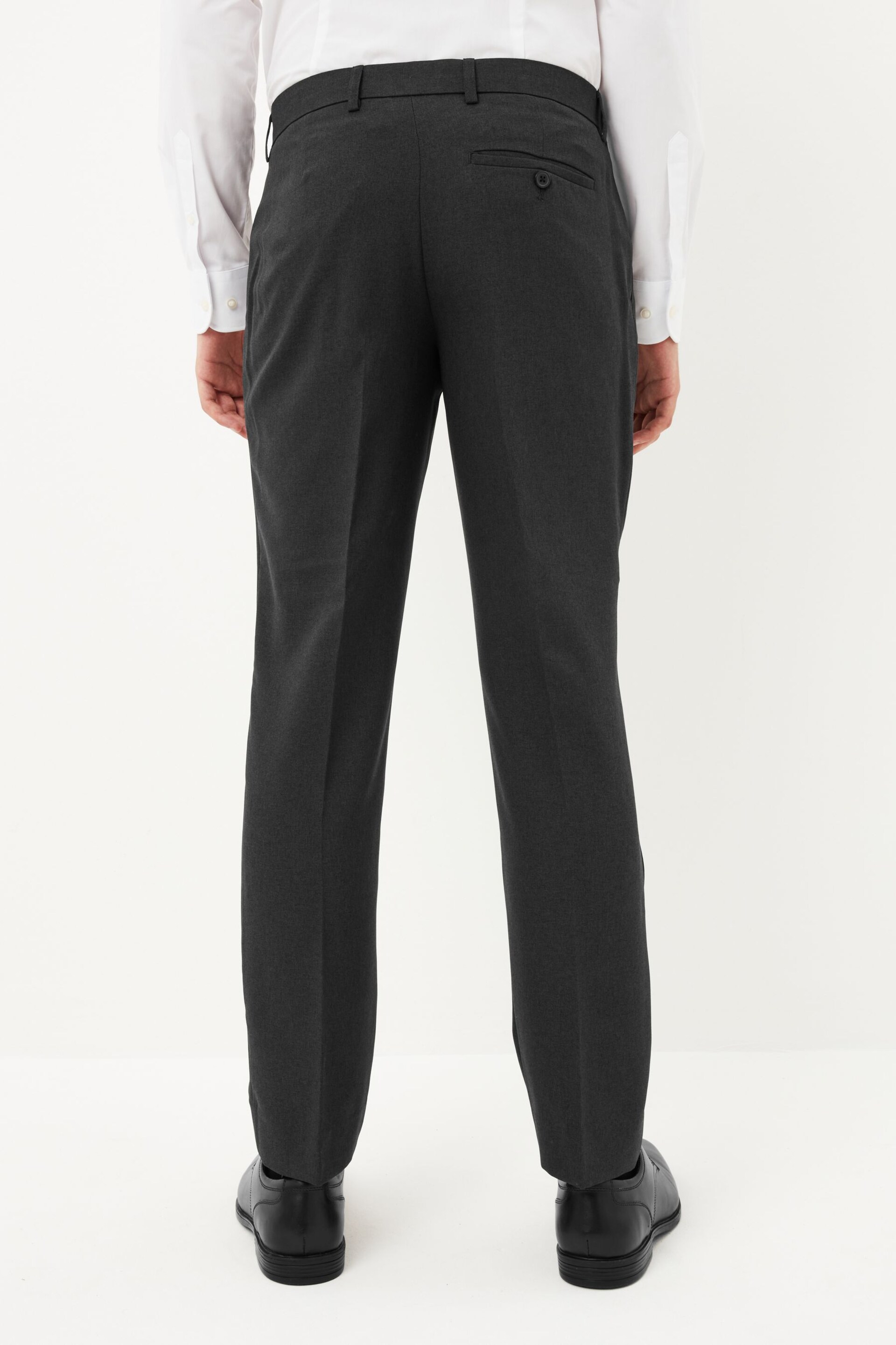 Charcoal Grey Slim Machine Washable Plain Front Smart Trousers - Image 4 of 6